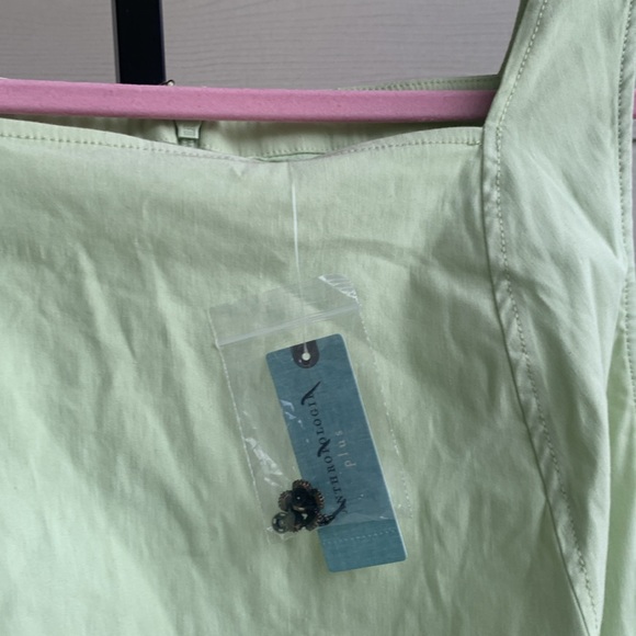 NEW Anthropologie maeve volume hip mini green linen blend dress plus 3X - Picture 6 of 15